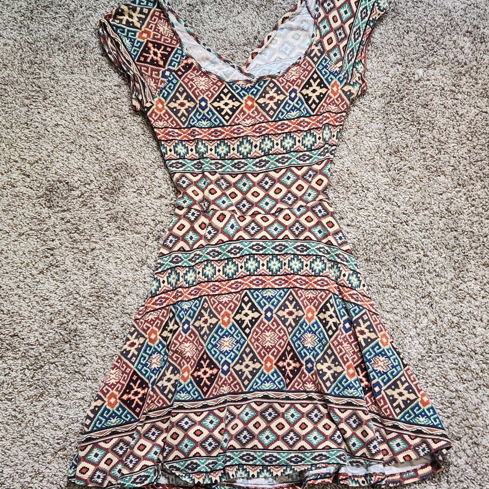 Multicolor Geometric Pattern Dress